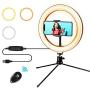 LED Ring Light 10” with Stand and Phone Holder, Selfie Ring Light with 3 Light Modes and 10 Brightness Level for Live Stream, Makeup, Photography, Youtuber, Vlogging, TikTok (10”/26CM)