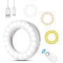 Disnadda Selfie Ring Light,3 Lighting Modes Rechargeable Clip on Selfie Fill Light with 40 Led for iPhone Laptop Android Smart Phone Photography, Camera Video, Girl Makes Up(White)