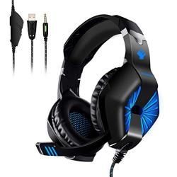 PC Gaming Headset, ELEGIANT ODDGOD Over Ear Computer Headphones with Mic, LED Lights Bass Stereo Surround Sound Volume Control, Compatible with PS4 Xbox One Pro PC Nintendo Switch Smartphone Laptop