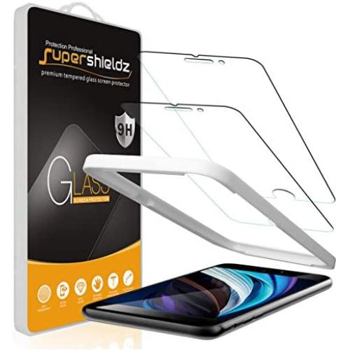 (2 Pack) Supershieldz for Apple iPhone SE (2020, 2nd Generation), iPhone 8 and iPhone 7 (4.7 inch) Tempered Glass Screen Protector with (Easy Installation Tray) Anti Scratch, Bubble Free