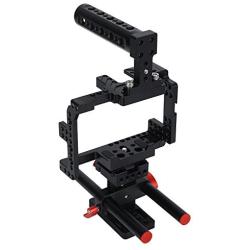 Acouto Camera Cage, Camera Cage Kit Aluminum Alloy Corrosion Resistant Camera Cage Stabilizer with Top Handle Follow Focus Rods for Sony A7II A7RII A7SII