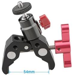 CAMVATE Super Clamp Articulated Mini Ball Head Mount with1/4-20 Screw for DSLR Camera DIY Accessories(Red)