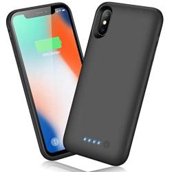 QTshine Battery Case for iPhone X/XS/10, Newest [6500mAh] Protective Portable Charging Case Rechargeable Extended Battery Pack for Apple iPhone X/XS/10(5.8) Backup Power Bank Cover - Black