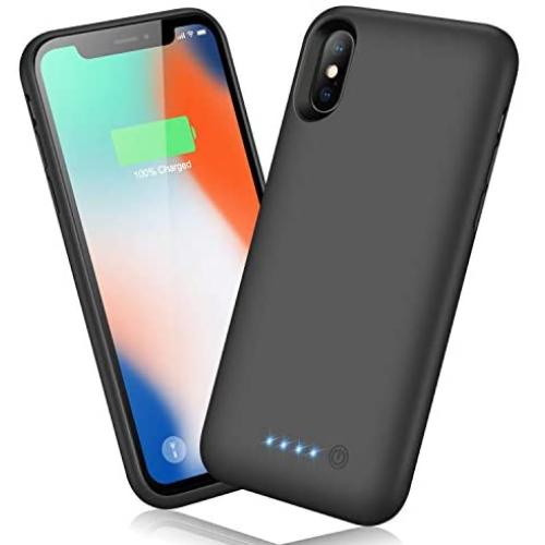 QTshine Battery Case for iPhone X/XS/10, Newest [6500mAh] Protective Portable Charging Case Rechargeable Extended Battery Pack for Apple iPhone X/XS/10(5.8) Backup Power Bank Cover - Black