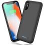 QTshine Battery Case for iPhone X/XS/10, Newest [6500mAh] Protective Portable Charging Case Rechargeable Extended Battery Pack for Apple iPhone X/XS/10(5.8) Backup Power Bank Cover - Black