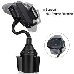 MOTOBA Gooseneck Cup Holder Phone Mount, Adjustable Car Phone Cup Holder for iPhone 11 Pro/XR/XS Max/X/8/7 Plus/6s/Samsung S10+/Note 9/S8 Plus/S7 Edge (Black)