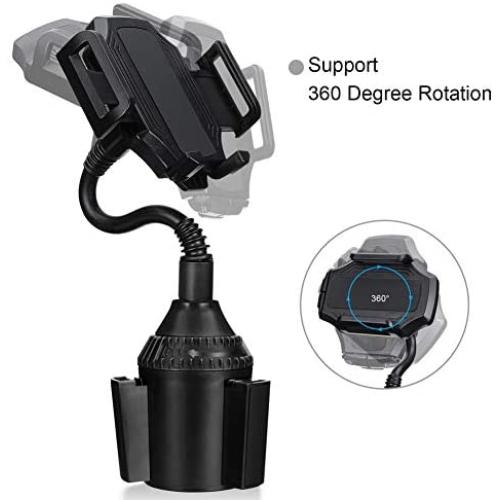 MOTOBA Gooseneck Cup Holder Phone Mount, Adjustable Car Phone Cup Holder for iPhone 11 Pro/XR/XS Max/X/8/7 Plus/6s/Samsung S10+/Note 9/S8 Plus/S7 Edge (Black)