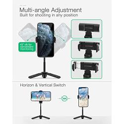 Phone Tripod, BlitzWolf Mini Cell Phone Tripod Stand Extendable Tabletop Desktop Tripod for iPhone 11 Pro 11 XS Max XR X 8 7 Camera Samsung Android Smartphone Webcam, 360° Rotation Tripod Phone Mount