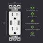 TOPGREENER 4.8A High Speed USB Wall Outlet, 15A Tamper-Resistant Receptacles, Compatible with iPhone XS/MAX/XR/X/8/7, Samsung Galaxy S9/S8/S7, LG, HTC Other Smartphones, UL Listed, TU21548A