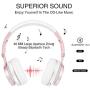 Picun Wireless Headphones 25 Hours Playtime Girls Romantic LED Bluetooth V5.0 Headphones, Hifi Bass Foldbale Headset with HD Mic, Soft Earmuff, Wired & TF Mode for Kids Women(Rose Gold)