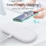 CHOETECH Dual Wireless Charger 5 Coils Qi Certified Fast Wireless Charging Pad Compatible with iPhone 11/11 Pro/11 Pro Max/SE/XS Max/X Samsung Galaxy Note 10/S20/S20+/S10 AirPods Pro Adapter Included