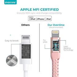 iPhone Charger 10ft, Apple MFi Certified Lightning Cable, Braided Nylon High-Speed Cable for iPhone 11/11 Pro/11 Pro Max/X/XS/XR/XS Max/8/7/6/5S/SE, AirPods/Pro, iPad Mini/Air - Rose Gold