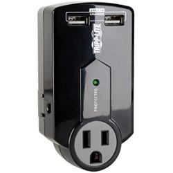 Tripp Lite 3 Outlet Portable Surge Protector Power Strip, Direct Plug in, 2 USB, $5,000 Insurance (SK120USB)
