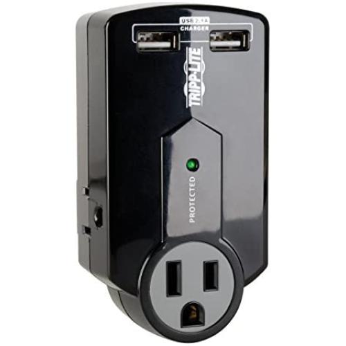Tripp Lite 3 Outlet Portable Surge Protector Power Strip, Direct Plug in, 2 USB, $5,000 Insurance (SK120USB)
