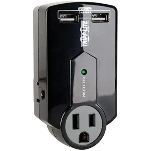 Tripp Lite 3 Outlet Portable Surge Protector Power Strip, Direct Plug in, 2 USB, $5,000 Insurance (SK120USB) Tripp Lite 3 Outlet Portable Surge Protector Power Strip, Direct Plug in, 2 USB, $5,000 Insurance (SK120USB)