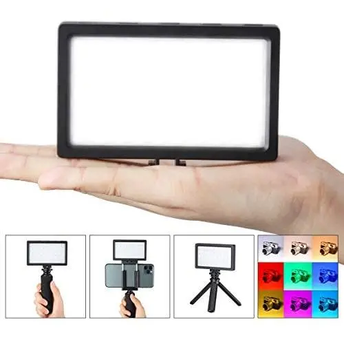 RGB Video Light Pocket On-Camera Mini Creative Photography Vlog Light, Super Bright Adjustable, Video-graphy Fill Light Handy Pocket Light for Sony DSLR/Camera/Smartphone, w Tripod + Phone Clamp RGB Video Light Pocket On-Camera Mini Creative Photography Vlog Light, Super Bright Adjustable, Video-graphy Fill Light Handy Pocket Light for Sony DSLR/Camera/Smartphone, w Tripod + Phone Clamp