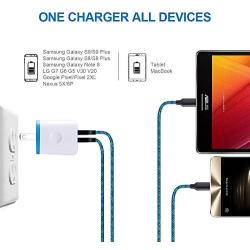 Type C Charger, Dual Port Wall Charger, Car Charger, AndHot 2.1A Charging Block+USB Car Adapter+2-Pack 6ft Type C Fast Charging Cable Compatible for LG Stylo 4/5 G8/V50/V40/G7 ThinQ Q7+ V30 V20 G6 G5