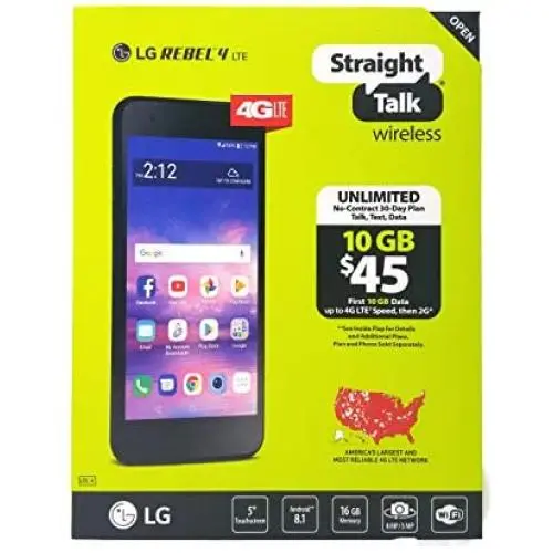 LG STLML212VCP Rebel L44C Straight Talk 4G LTE Prepaid Smartphone