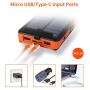 Solar Charger 25000mAh, 5 Solar Panel QI Wireless Outdoor Portable Power Bank - Waterproof Fast Charge External Battery Pack with Dual 2.1A Output USB for Cell Phones Tablet GoPro Camera