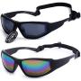 Peicees 2 Pack UV400 Sunglasses Cycling Motorcross Motorcycle Scooter Helmet Ski Goggles with Adjustable Elastic Strap, Sports Outdoor Running Golf Bicycle Mountain Bike Skiing