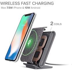 iOttie Ion Wireless Fast Charging Stand || Qi-Certified Charger 7.5W for Iphone XS Max R 8 Plus 10W for Samsung S9 Note 9 | Includes USB C Cable & AC Adapter | Ash