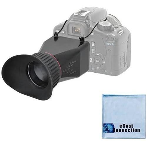 eCostConnection Elite Series 3.4x Magnification Adjustable Lock-In-Place LCD Viewfinder Fits Most 3" LCD Screens for Canon, Nikon, Pentax, Sony DSLR & Microfiber Cloth