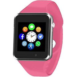 Smart Watch - Sazooy Bluetooth Smart Watch Support Make/Answer Phones Send/Get Messages Compatible Android iOS Phones with Camera Pedometer SIM SD Card Slot for Men Women (Pink)