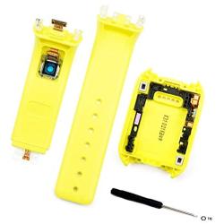 Ubrokeifixit Compatible Rear Back Door Housing Cover + Wrist Watch Band Strap with Glass Lens for Samsung Galaxy Gear V700 SM-V700+Screwdriver-Yellow