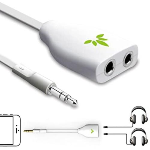 Avantree TR302 Two Way 3.5mm Dual Headphone Jack Splitter, AUX Stereo Earphone Earbuds Y Audio Split Adapter Cable, Compatible with iPhone, iPad, Samsung Phones and Tablets - White
