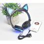 Headphone Cat Ear Headset,LED Light with USB Chargeable Foldable Earphones for Kids Teens Adults, Compatible for Ipad,Tablet,Computer,Mobile Phone LX-R107 (Black&Blue)