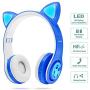 WOICE Wireless Bluetooth Kids Headphones, LED Flashing Lights, Music Sharing Function, 85db Volume Limited, Over-Ear and Build-in Mic Wireless/Wired Children Headphones for Boys Girls (Blue)
