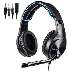 LETTON Stereo Gaming Headset for Xbox One, PS4, PC, Over Ear Headphones with Noise Cancelling Mic, Volume Controller, Bass Surround, Soft Memory Earmuffs for Computer Laptop Mac