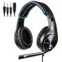 LETTON Stereo Gaming Headset for Xbox One, PS4, PC, Over Ear Headphones with Noise Cancelling Mic, Volume Controller, Bass Surround, Soft Memory Earmuffs for Computer Laptop Mac