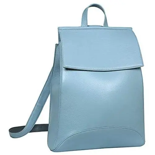 Heshe Womens Leather Backpack Casual Style Flap Backpacks Daypack for Ladies (Light Blue) Heshe Womens Leather Backpack Casual Style Flap Backpacks Daypack for Ladies (Light Blue)