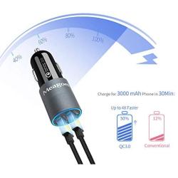 Meagoes Fast Micro USB Car Charger, Compatible for Samsung Galaxy S7 Edge/S7/S7 Active/S6/S5, J7/J3, Note 5/4, Moto E6/5/4, LG K20 Android Phone, Quick Charge 3.0 Dual Port Adapter with Charging Cable