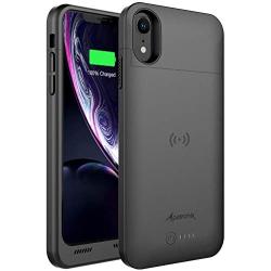 Alpatronix iPhone XR Battery Case, 5000mAh Slim Portable Protective Extended Charger Cover with Qi Wireless Charging Compatible with iPhone XR (6.1 inch) BXXr - (Black)