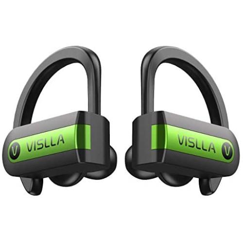 Wireless Earbuds, Vislla 5.0 Bluetooth Sport Headphones Stereo Bass Sound TWS Ear Buds Over Ear Sweatproof Headset 8 Hours Playtime Wireless Earphones with Mic & Charging Case for Running/Working Out
