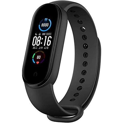 Xiaomi Mi Band 5 Smart Bracelet with 1.1-inch AMOLED True Color Display•Animated dial, 24-Hour Heart Rate Sleep REM Siesta Walk Swimming Monitor 5ATM Waterproof Miband 5 Standard Version (Black)