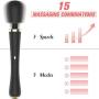 Cordless Powerful Personal Wand Massager - Adorime USB Rechargeable Electric Handheld Neck Back Shoulder Body Massager with 15 Vibrating Patterns for Sports Recovery Therapeutic & Muscle Relaxation.