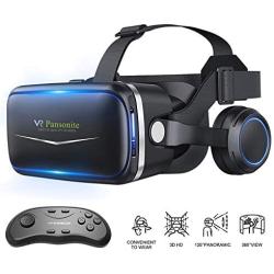 Pansonite Vr Headset with Remote Controller[New Version], 3D Glasses Virtual Reality Headset for VR Games & 3D Movies, Eye Care System for iPhone and Android Smartphones