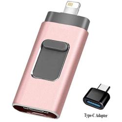 USB Flash Drive 128G, USB Memory Stick 128GB Jump Drive Thumb Drive 3.0 Flash Drive Compatible for iPhone/iPad/PC/Android Password/Touch ID Protected Flash Drive for iOS/iPhone (128G Pink)