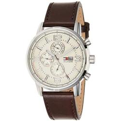 Tommy Hilfiger Mens 1710337 Stainless Steel Brown Leather Watch