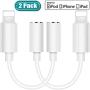 [Apple MFi Certified] 2Pack for iPhone Headphones Adapter, Lightning to 3.5mm Headphone Aux Audio Dongle Splitter Jack Adapter Compatible with iPhone 11/11 Pro/XR/XS Max/X/8/7 Support iOS System