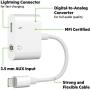 [Apple MFi Certified] Lightning to 3.5mm Headphone Jack Adapter,Stereo Headphone Aux Audio Connector Compatible with iPhone Xs XR 8 7 Plus ipad,Support Music Control & Plug and Play & iOS 13-White