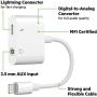 (Apple MFi Certified) 2 in 1 Lightning to 3.5mm Headphone Jack Adapter, Earphone Audio Charger Splitter Adapter, Compatible for iPhone11/iPhone X/Xs/Xs max/8/8 Plus/7/7 Plus, Support iOS 13