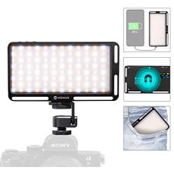 Moman On Camera Light, LED Video DSLR Light CRI 96+ Bi-Color Camera Panel Light 3000K-6500K Dimmable with Type-C Cable Rechargable for Photography DSLR Camcorder