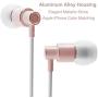 ROVKING Wired Earbuds with Mic and Case, Lightweight Ergofit in Ear Headphones, Metal Ear Buds Stereo Bass Earphones Compatible with iPhone iPod iPad Samung Android Cell Phone Laptop Tablet Rose Gold