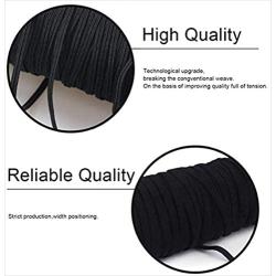 Black 1/4 Inch Width Braided Elastic Band Elastic String Cord Heavy Stretch High Elasticity Knit Elastic Band for Sewing Craft DIY - 10 Yards