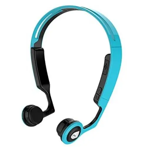Bone Conduction Headphones Wireless Bluetooth Stereo Headset Over Ear Sweatproof Earphone with Microphone for Sports (Black+Blue)