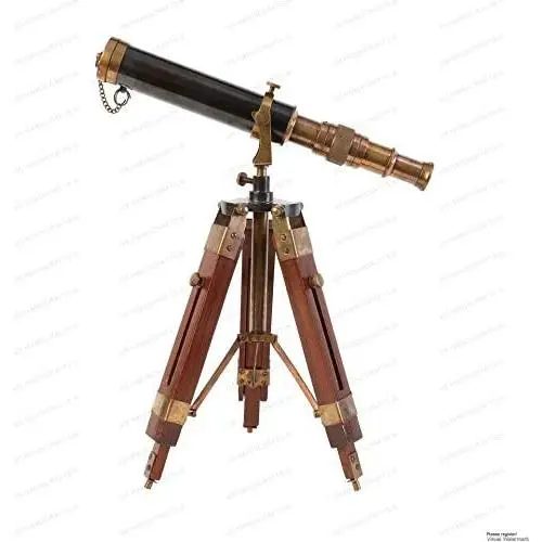 Table Décor Telescope Vintage Marine Gift Functional Instrument Collectables Gift Item (Brass Antique + Wood) Table Décor Telescope Vintage Marine Gift Functional Instrument Collectables Gift Item (Brass Antique + Wood)
